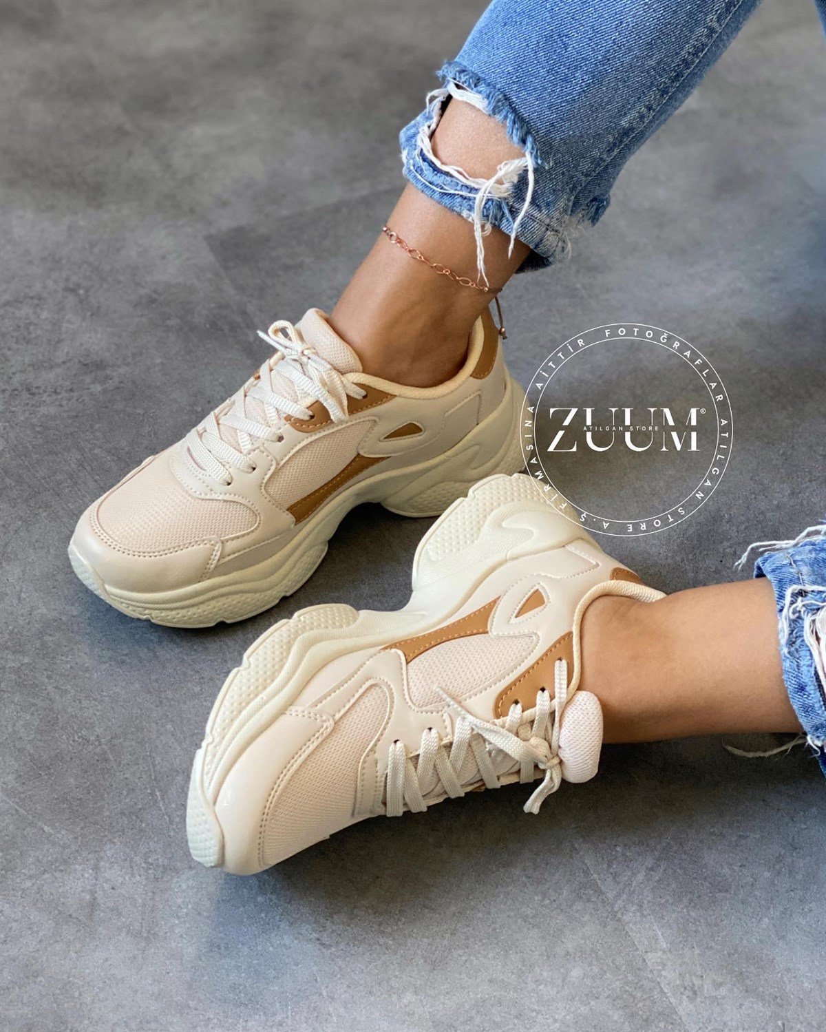 ATILGAN STORESNEAKERİles Kadın Sneakers - Ekru & Taba