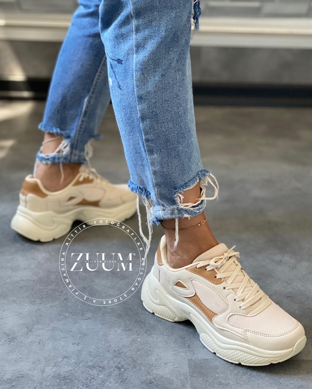 ATILGAN STORESNEAKERİles Kadın Sneakers - Ekru & Taba