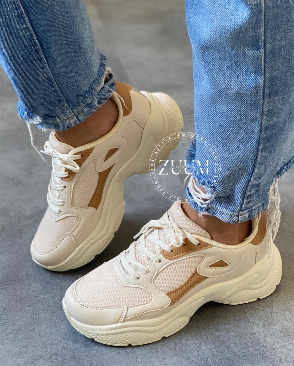 ATILGAN STORESNEAKERİles Kadın Sneakers - Ekru & Taba