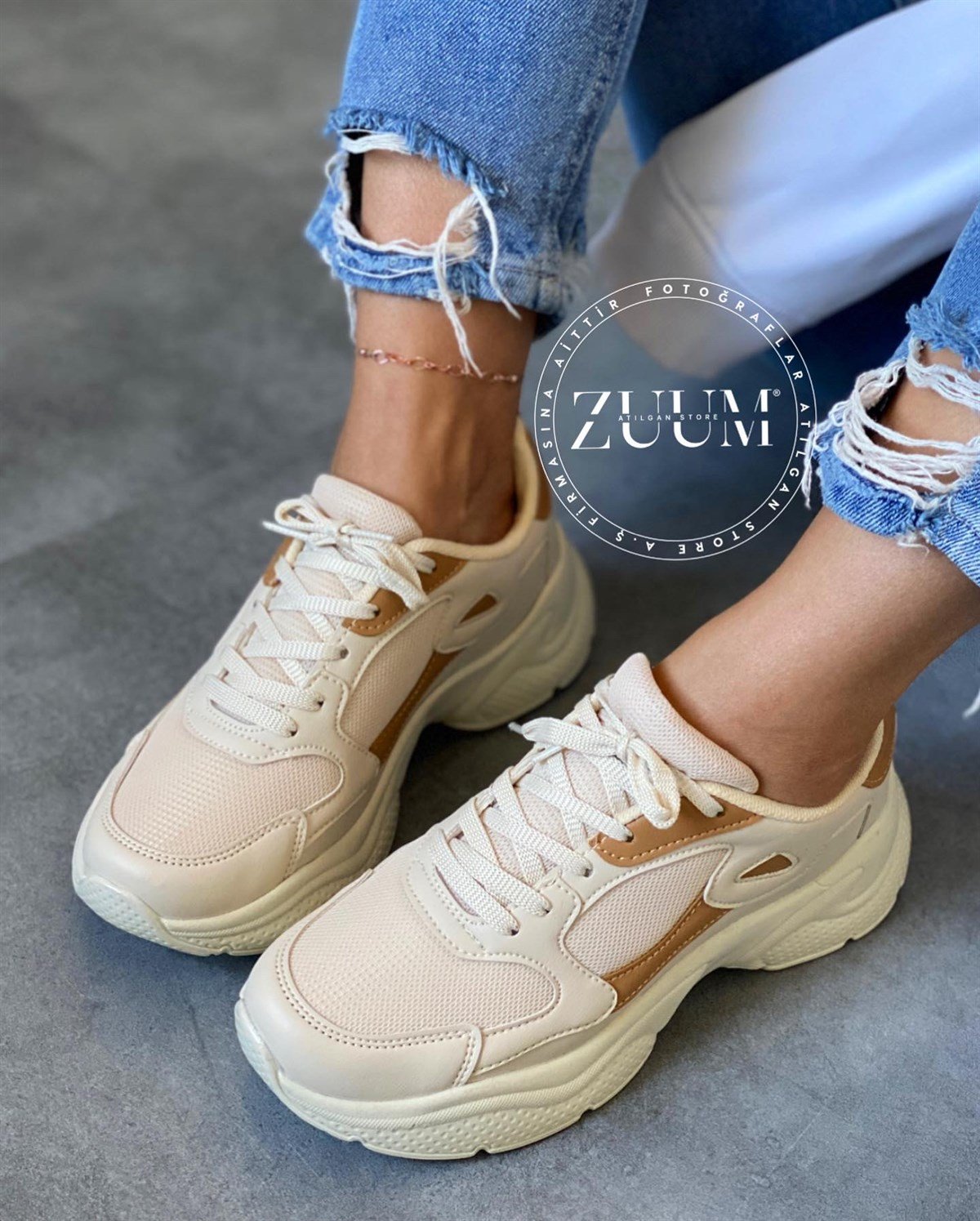ATILGAN STORESNEAKERİles Kadın Sneakers - Ekru & Taba