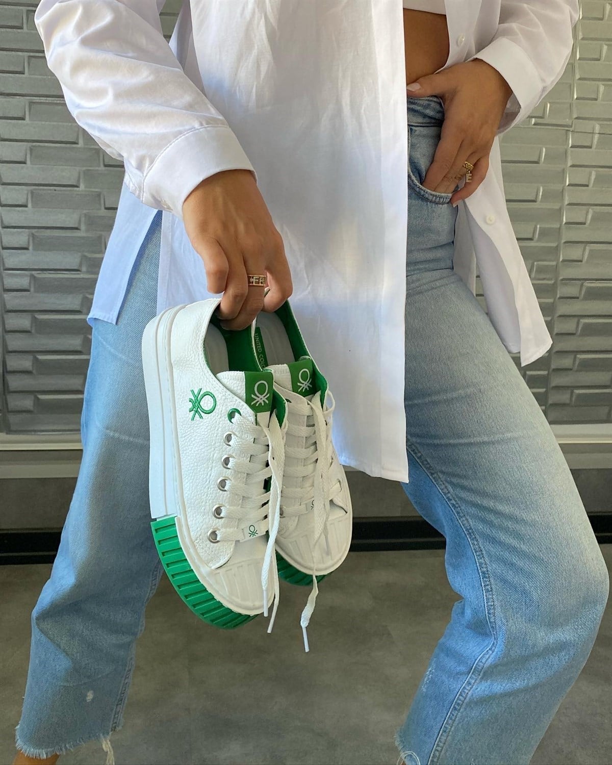 UNITED COLORS OF BENETTONKadınBN-30532 Benetton Spor Ayakkabı - Beyaz & Yeşil