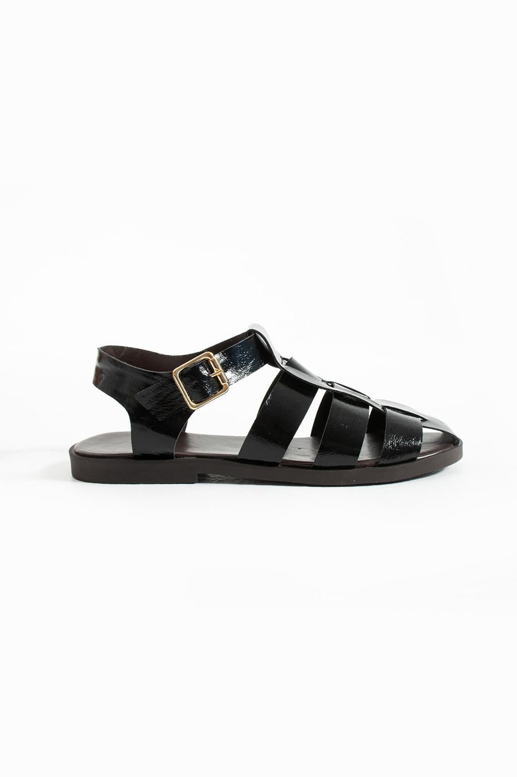 ZUUMSandaletAltura Kafesli Kadın Sandalet - Siyah Rugan