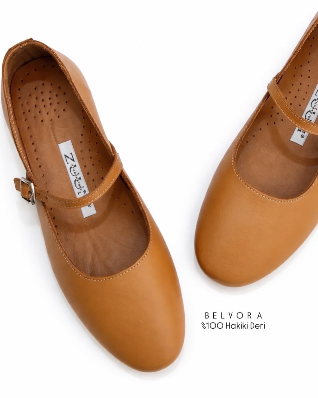 ZUUMBABET & LOAFERBelvora % 100 Hakiki Deri Kadın Babet - Taba Deri