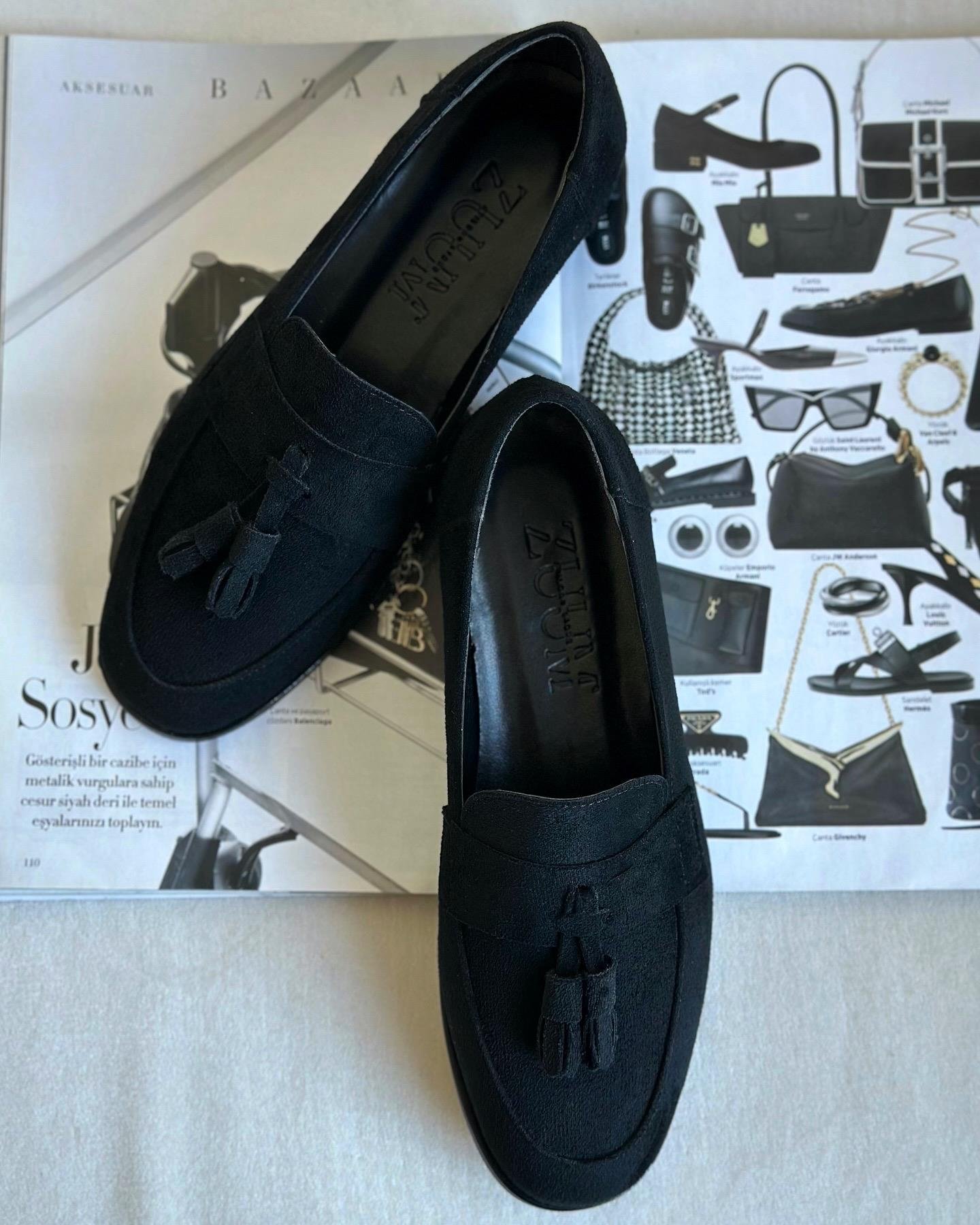 ZUUMMAKOSEN & OXFORDBera Püsküllü Günlük Kadın Loafer - Siyah Süet