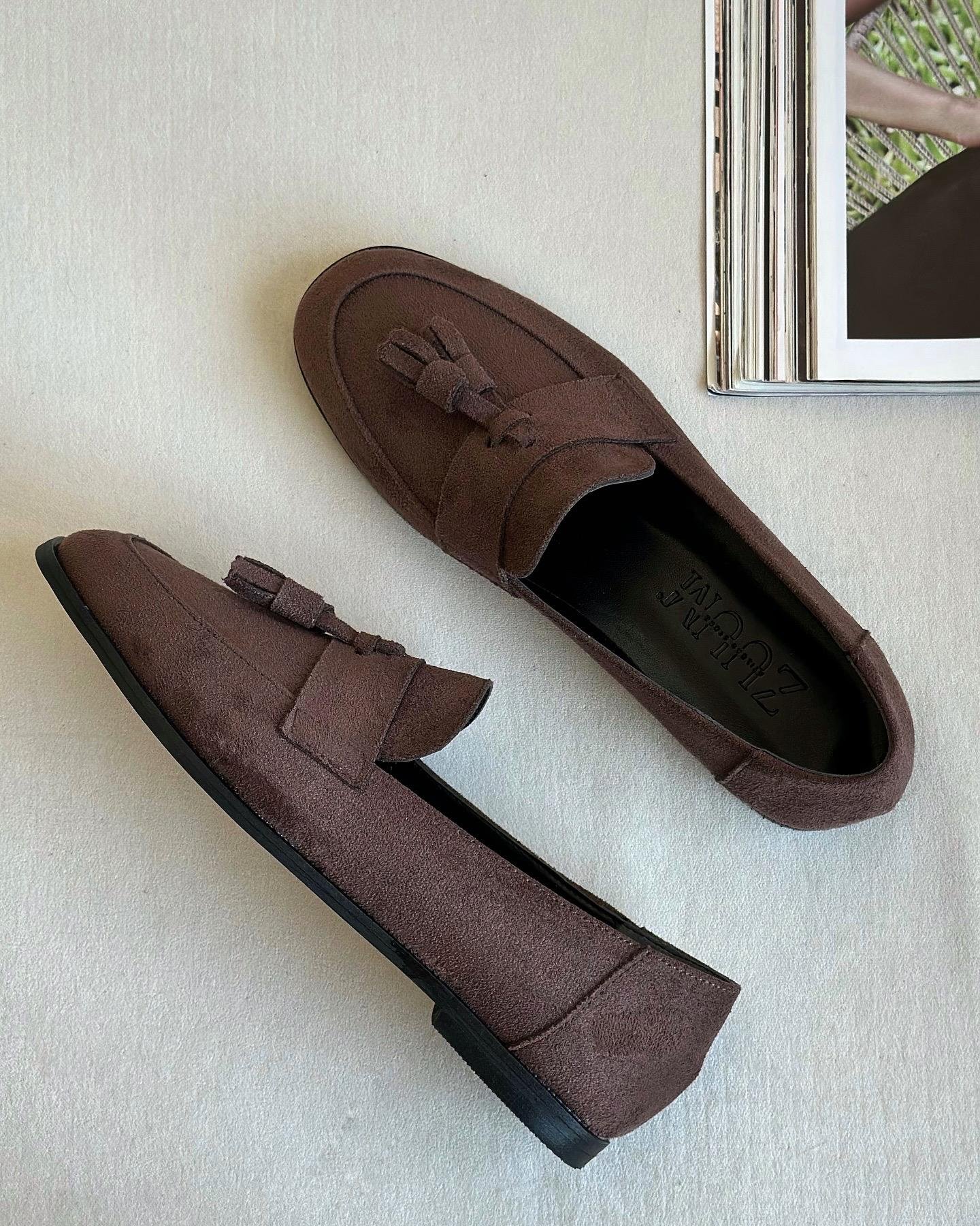 ZUUMMAKOSEN & OXFORDBera Püsküllü Günlük Kadın Loafer - Kahve Süet
