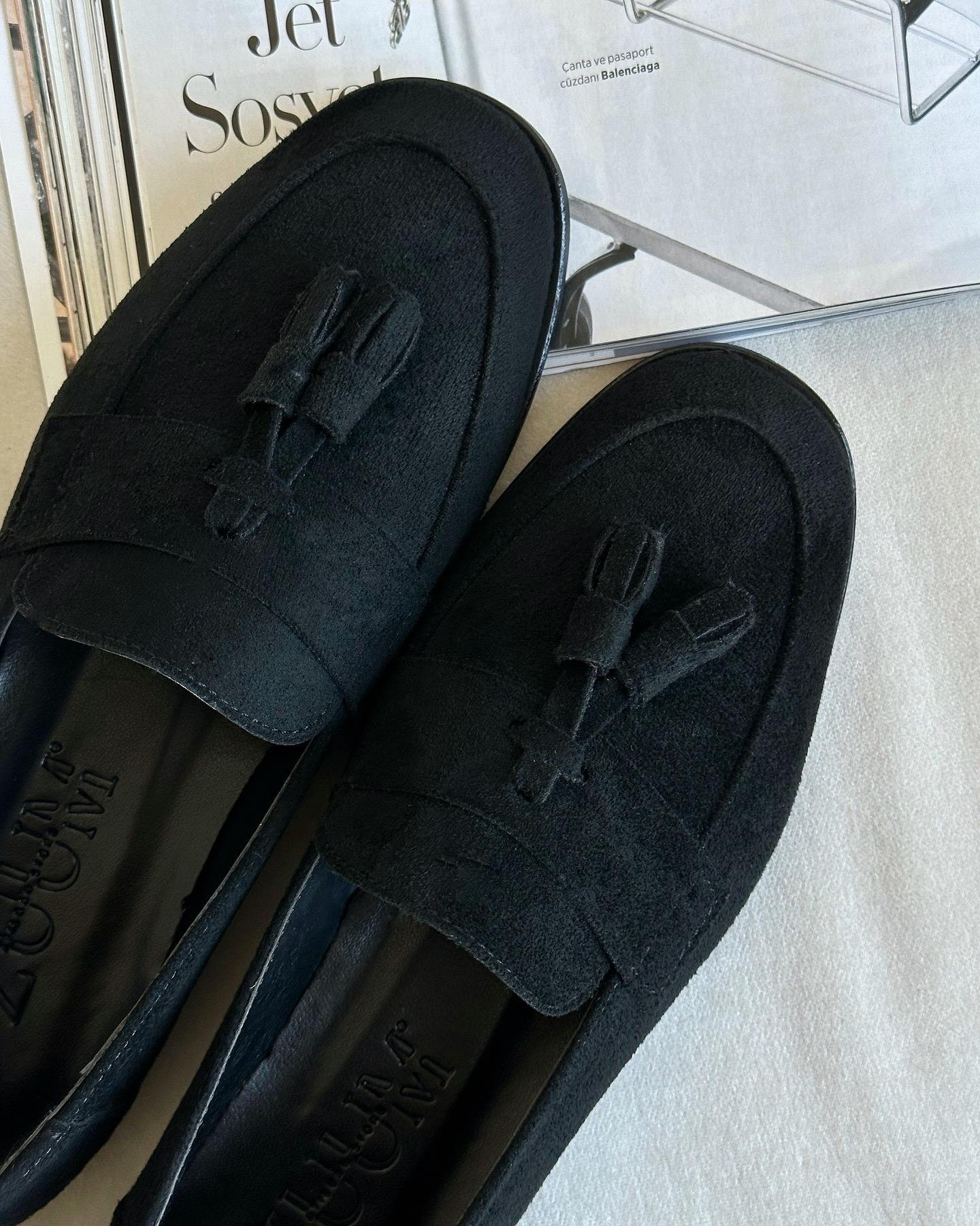 ZUUMMAKOSEN & OXFORDBera Püsküllü Günlük Kadın Loafer - Siyah Süet