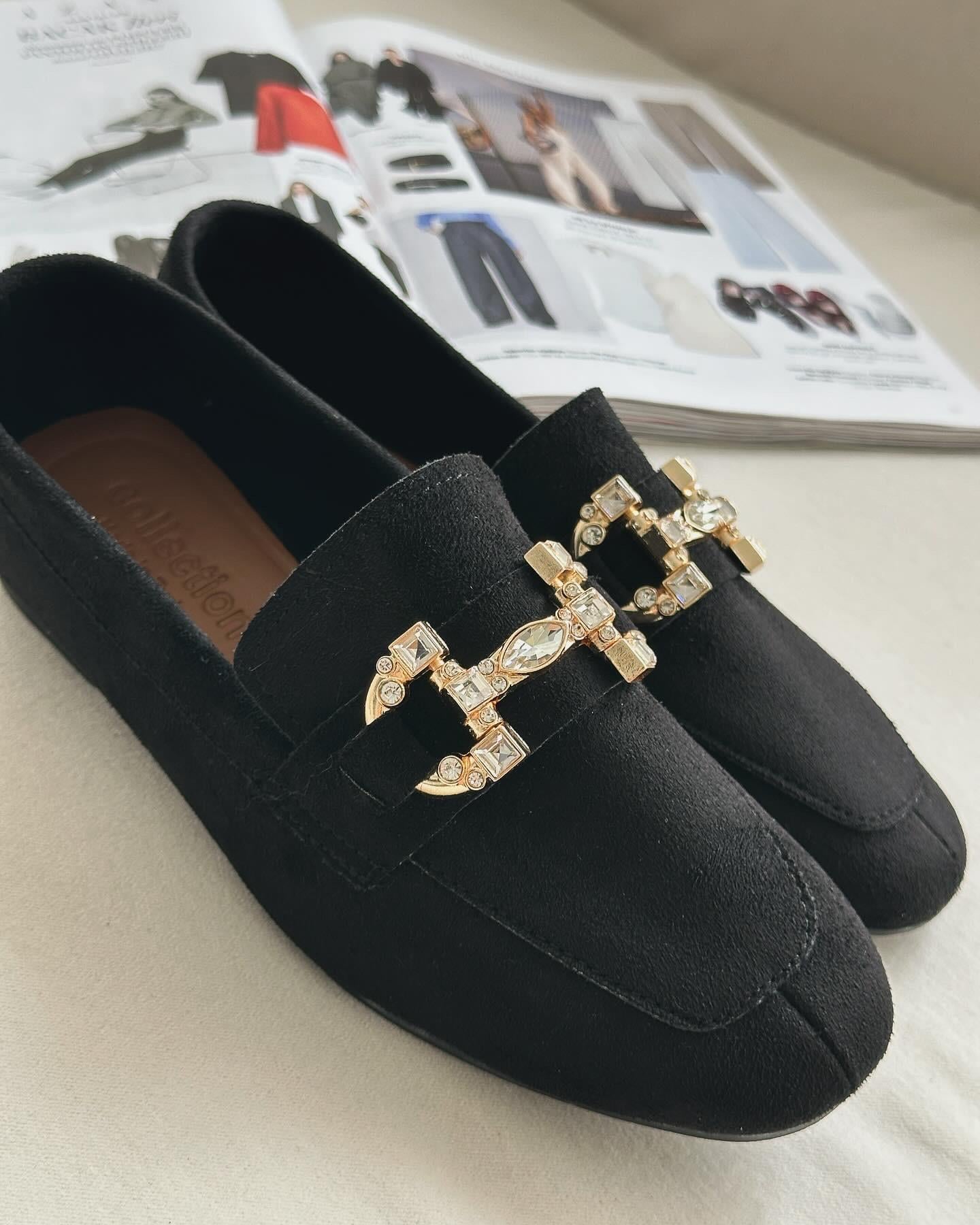 ZUUMMakosen & OxfordBeypa Taş Tokalı Kadın Loafer  - Siyah Süet