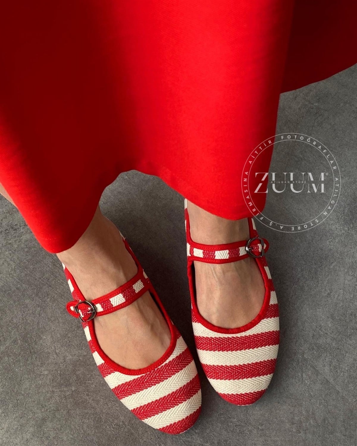 ZUUMBabet & EspadrilBeys Kadın Babet - Kırmızı & Ten