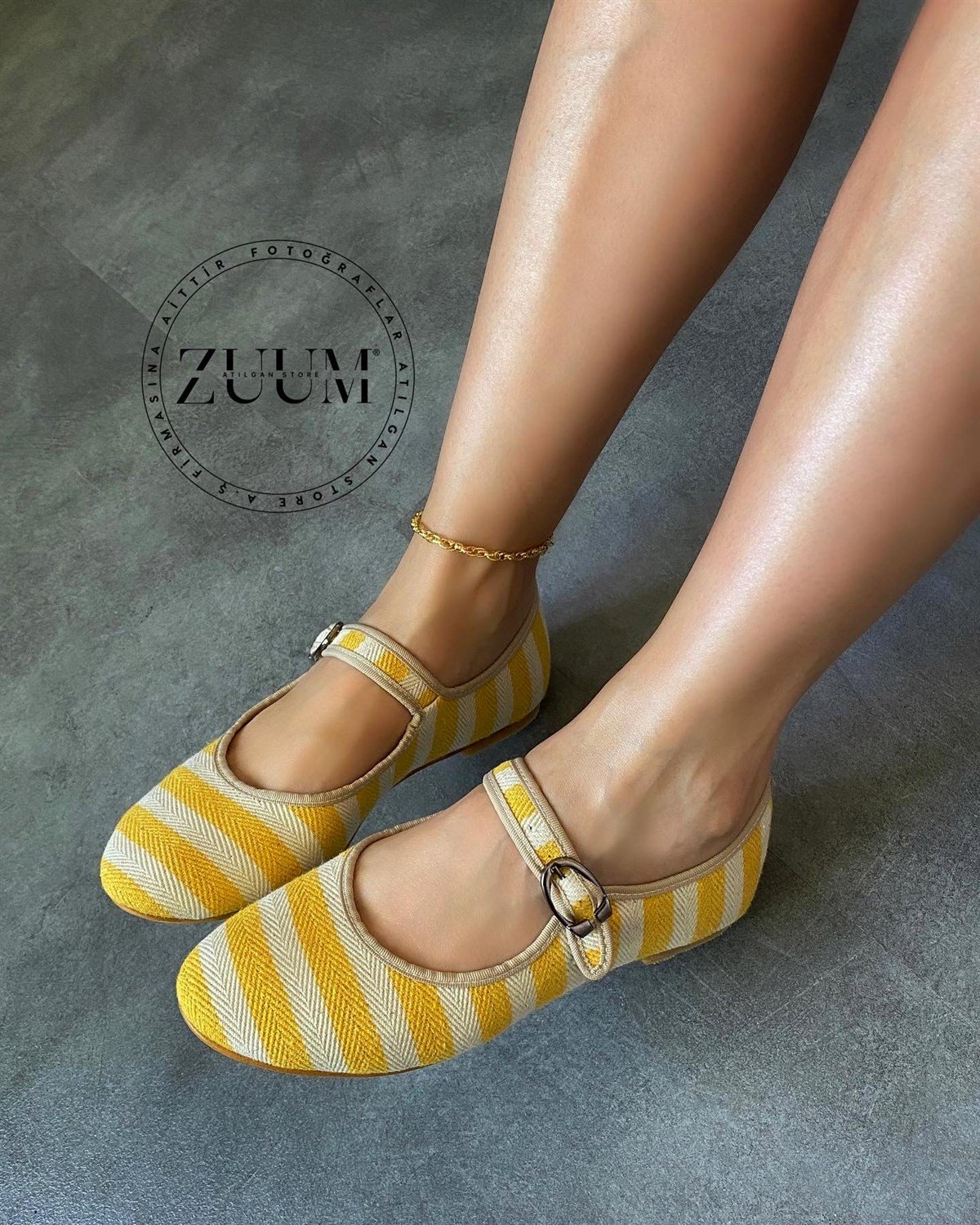ZUUMBabet & EspadrilBeys Kadın Balerin Babet - Sarı & Ten