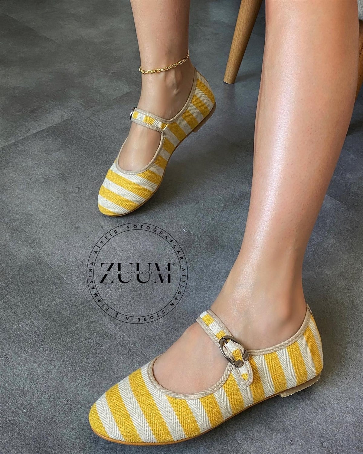 ZUUMBabet & EspadrilBeys Kadın Balerin Babet - Sarı & Ten