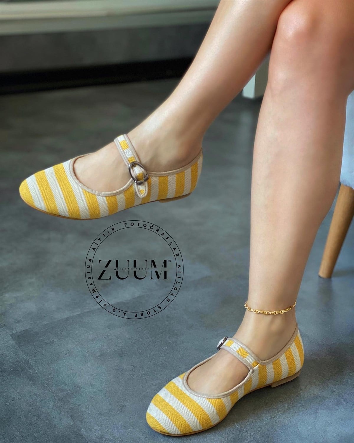 ZUUMBabet & EspadrilBeys Kadın Balerin Babet - Sarı & Ten