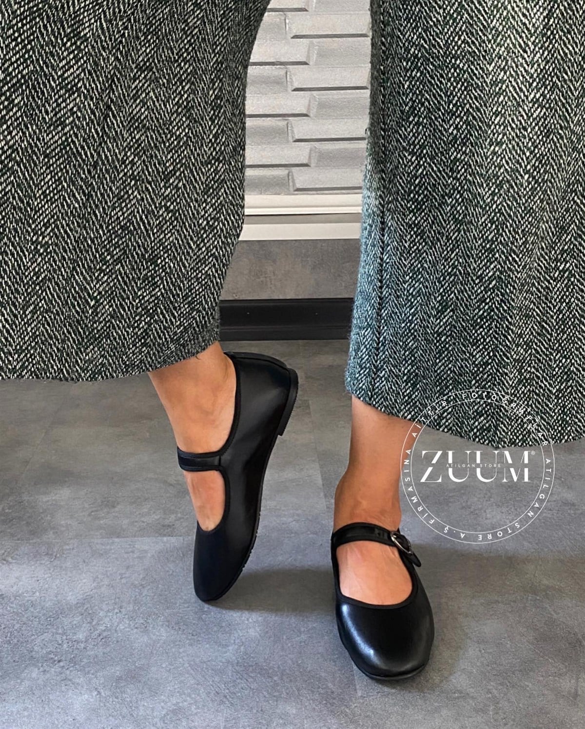 ZUUMBabet & EspadrilBeys Kadın Balerin Babet - Siyah Deri