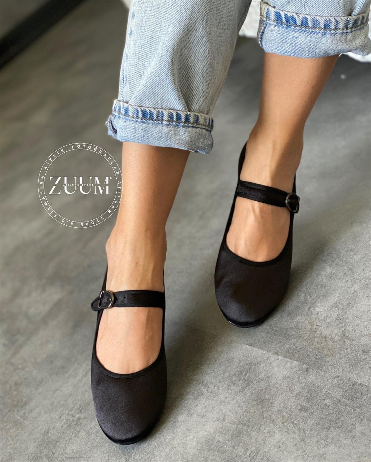 ZUUMBabet & EspadrilBeys Kadın Balerin Babet - Siyah Saten