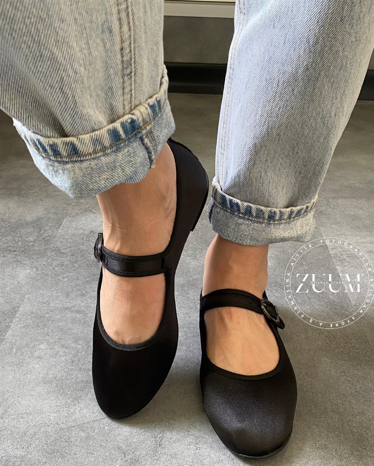 ZUUMBabet & EspadrilBeys Kadın Balerin Babet - Siyah Saten