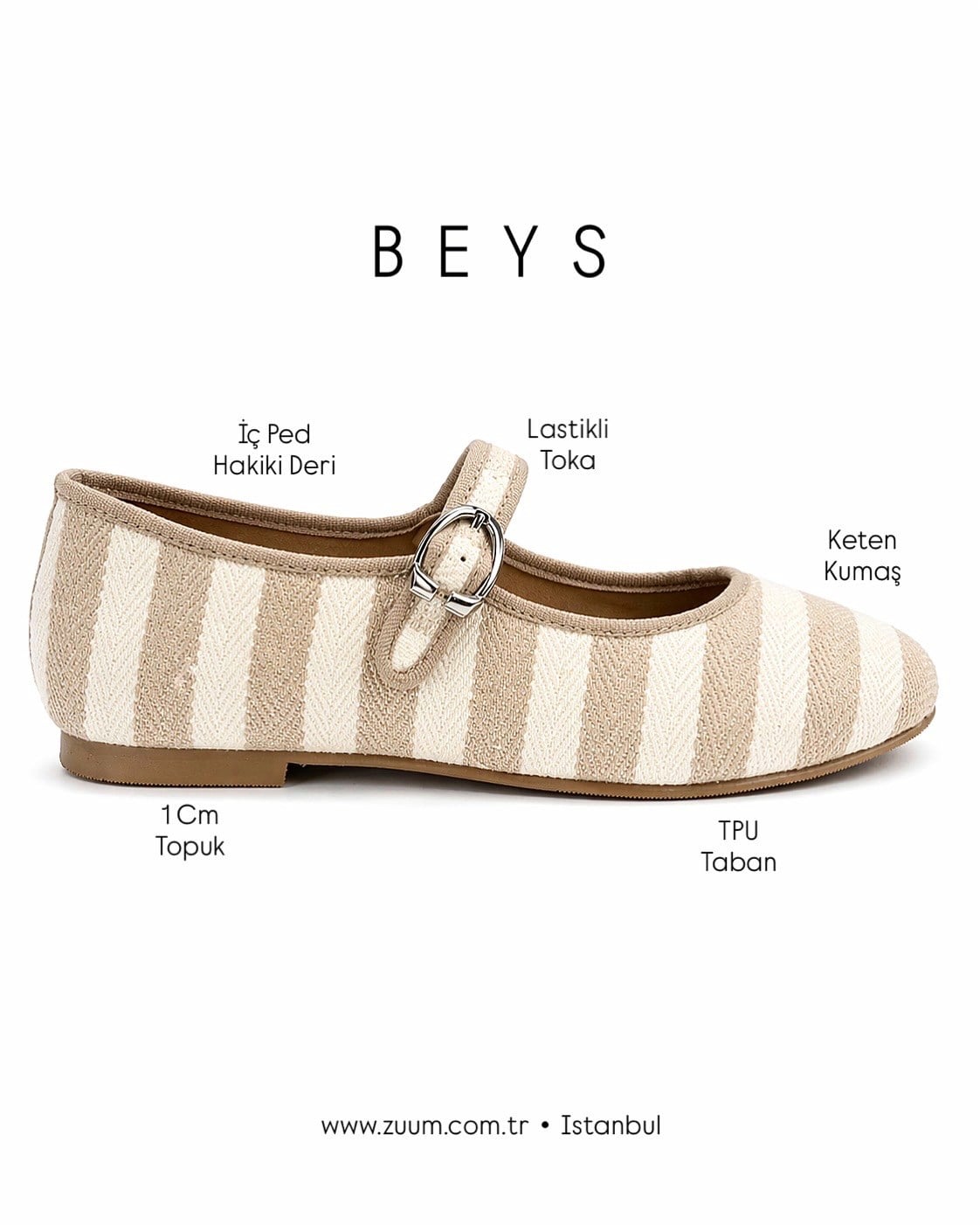 ZUUMBABET & LOAFERBeys Mary Jane Kadın Balerin Babet - Nude & Ten