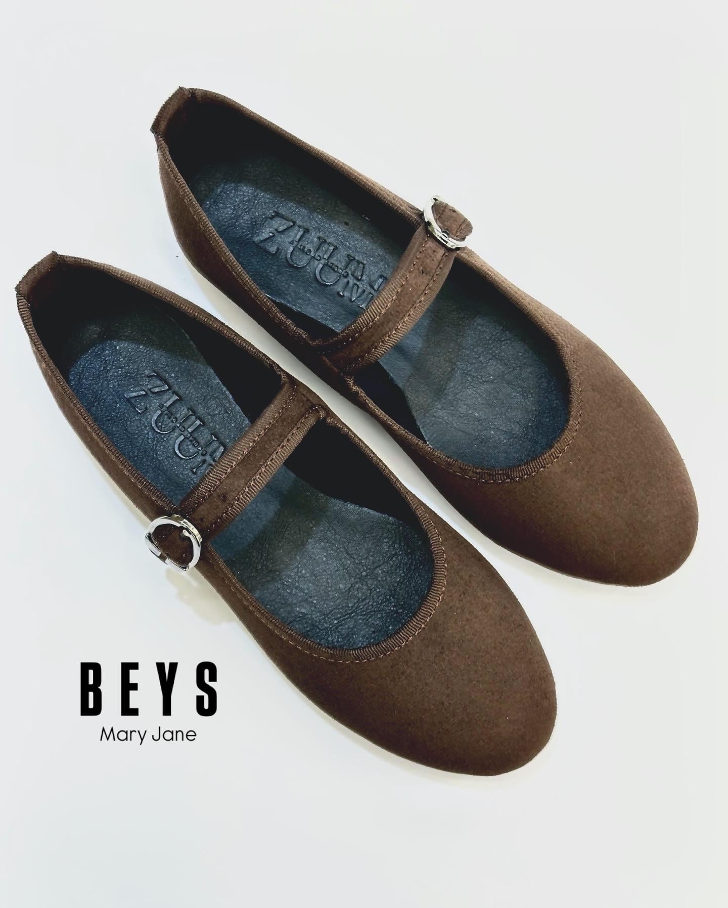 ZUUMBABET & ESPADRİLBeys Mary Jane Kadın Balerin Babet - Kahve Süet