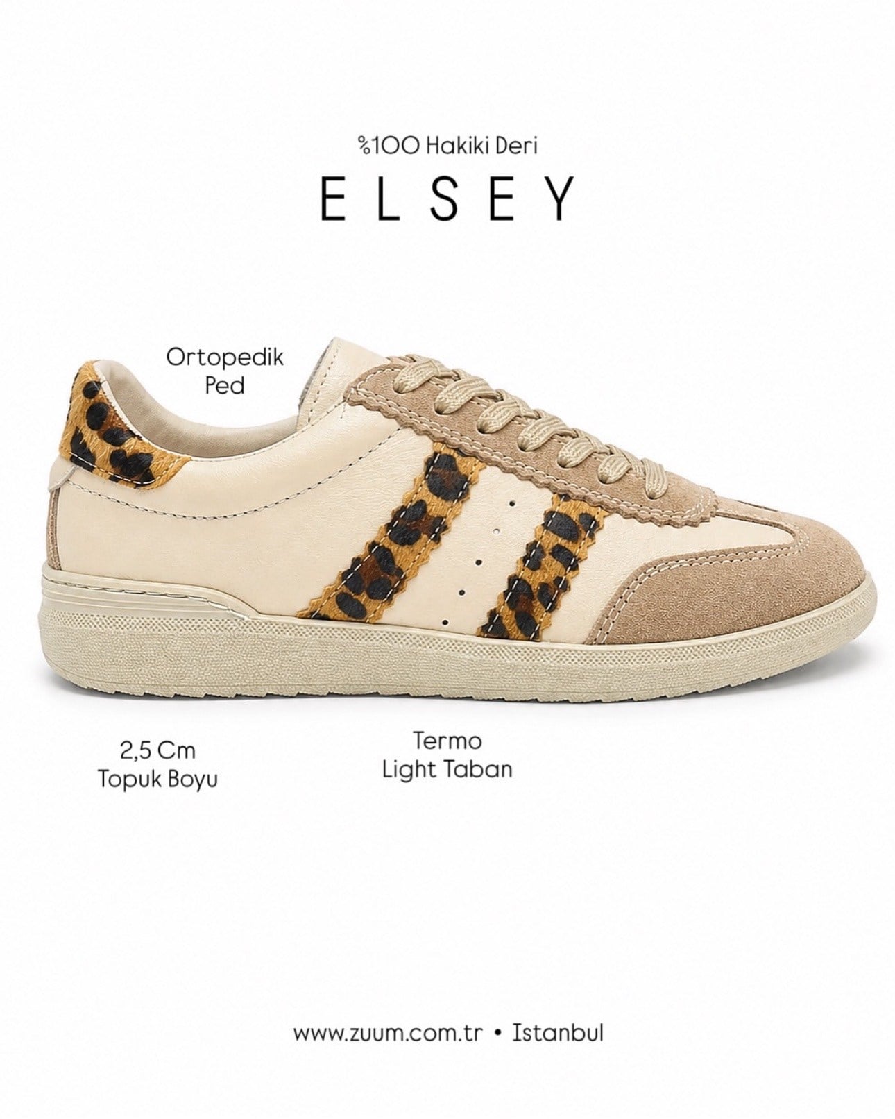 ZUUMSNEAKERElsey % 100 Hakiki Deri Kadın Sneaker - Bej Deri