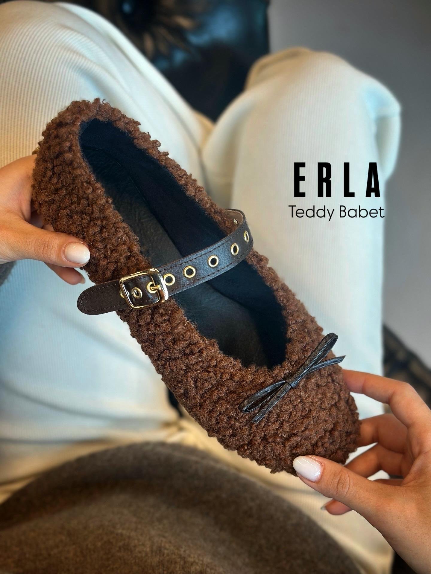 ZUUMBABET & ESPADRİLErla Mary Jane Kadın Balerin Babet - Kahve Kıvırcık