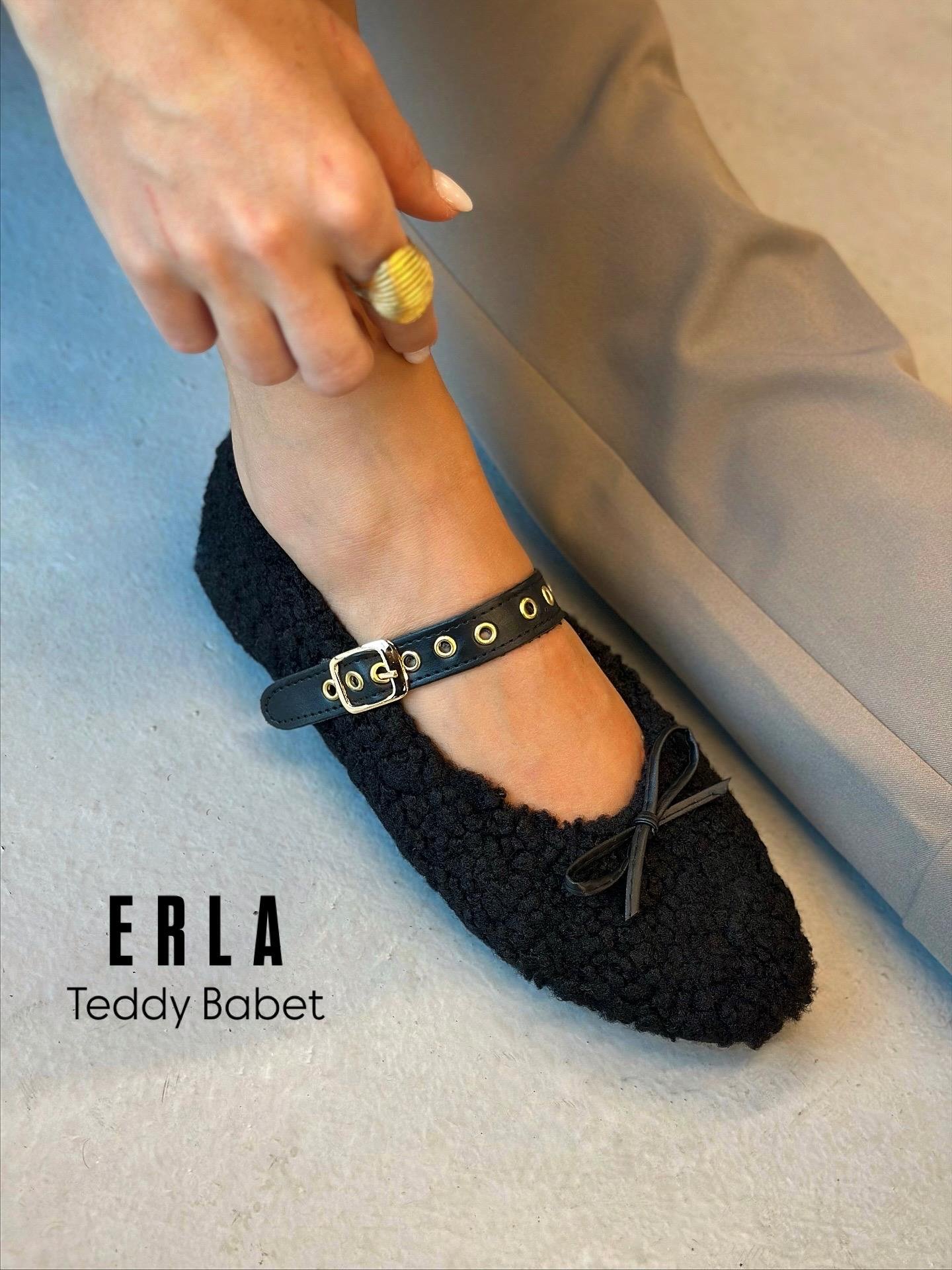 ZUUMBABET & ESPADRİLErla Mary Jane Kadın Balerin Babet - Siyah Kıvırcık