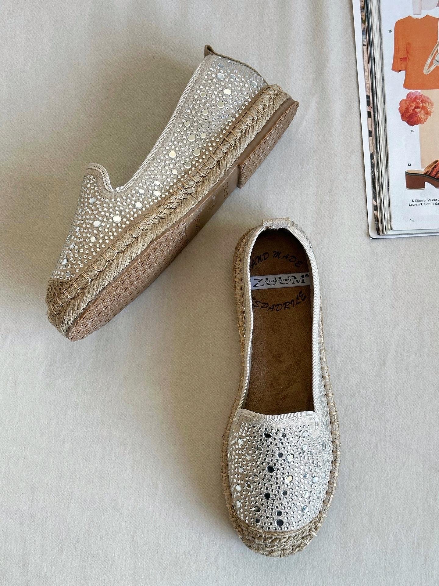 ZUUMBABET & ESPADRİLFeles Taşlı  Kadın Espadril - Bej