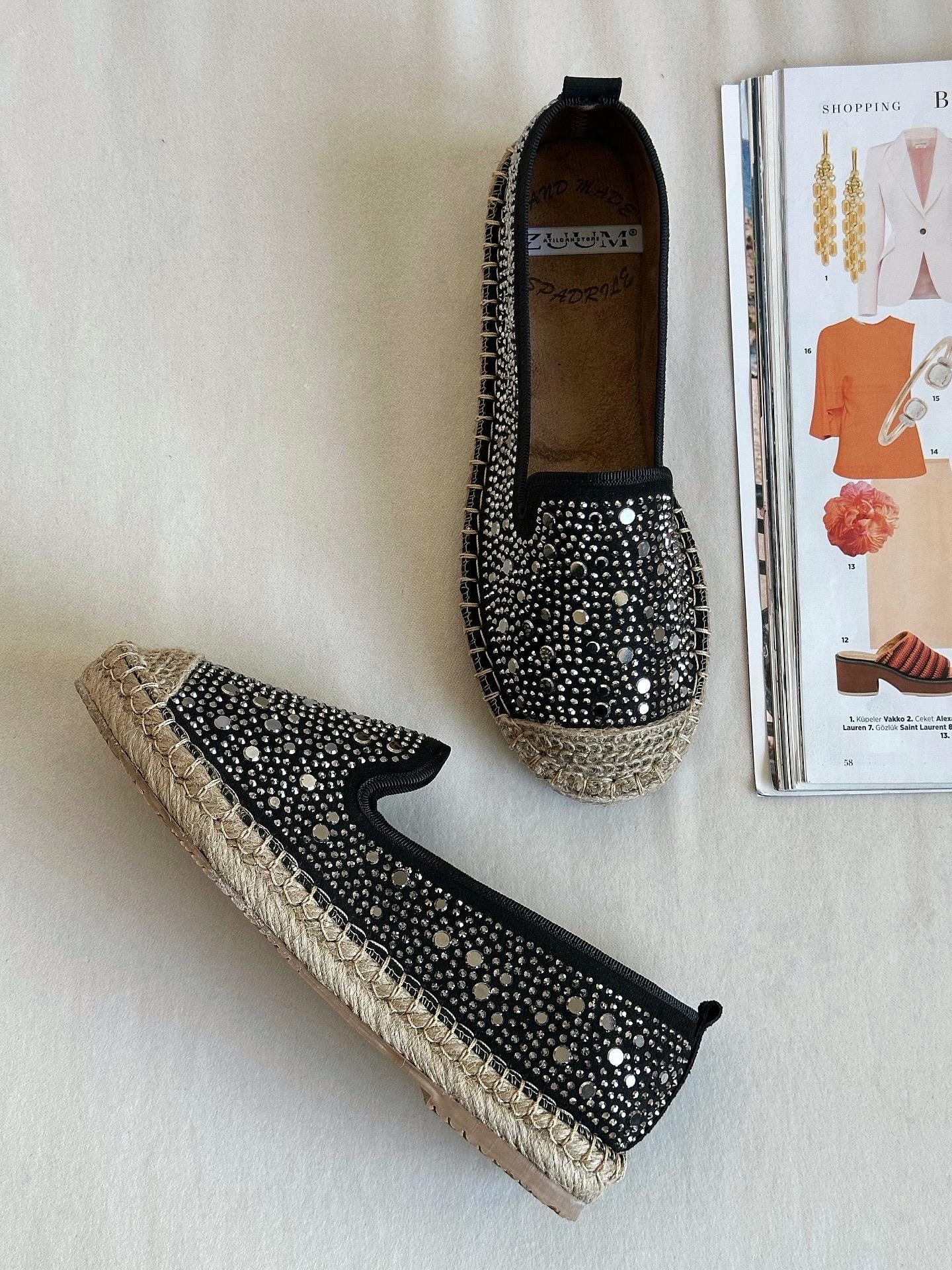 ZUUMBABET & ESPADRİLFeles Taşlı  Kadın Espadril - Siyah