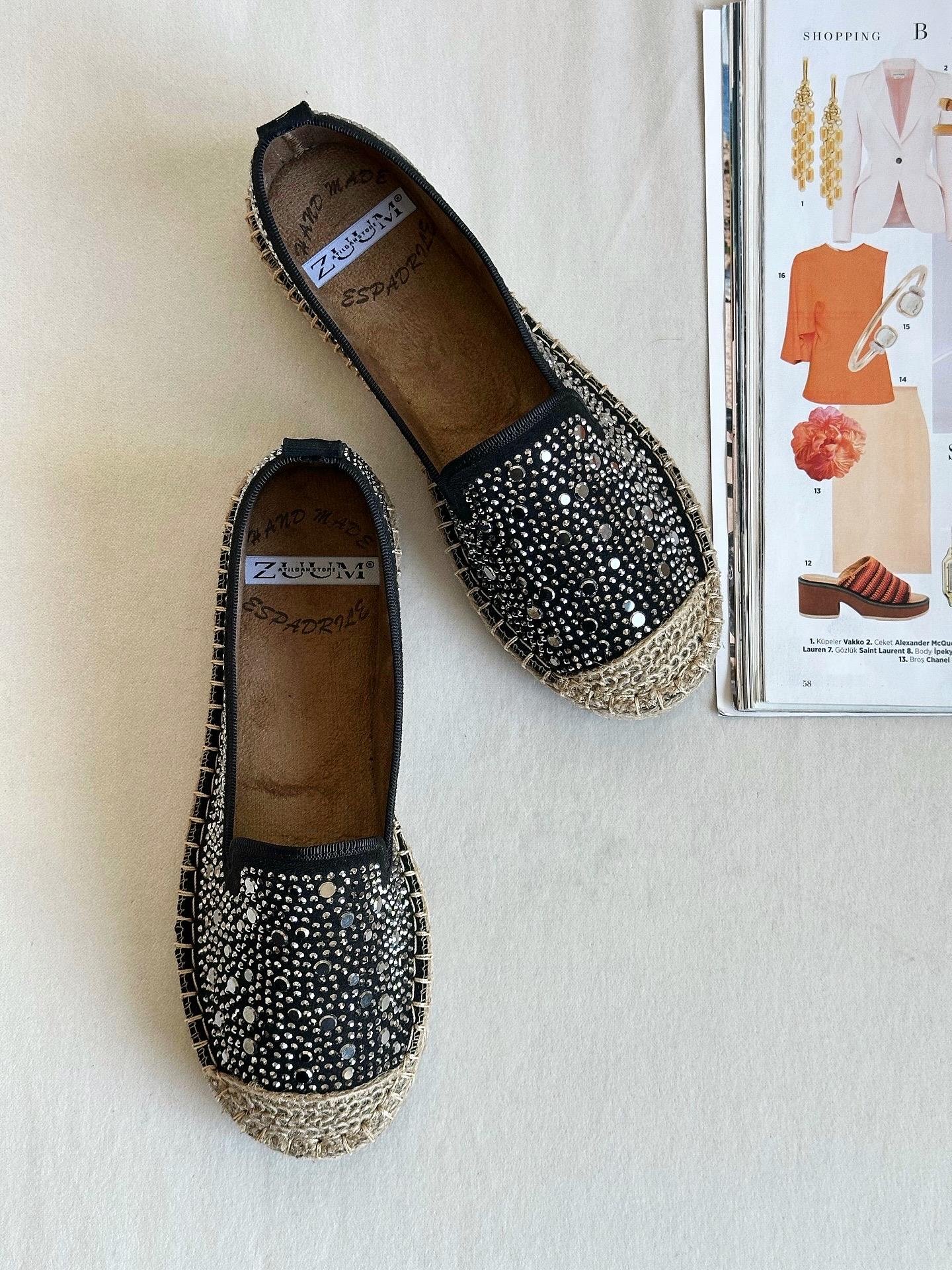 ZUUMBABET & ESPADRİLFeles Taşlı  Kadın Espadril - Siyah