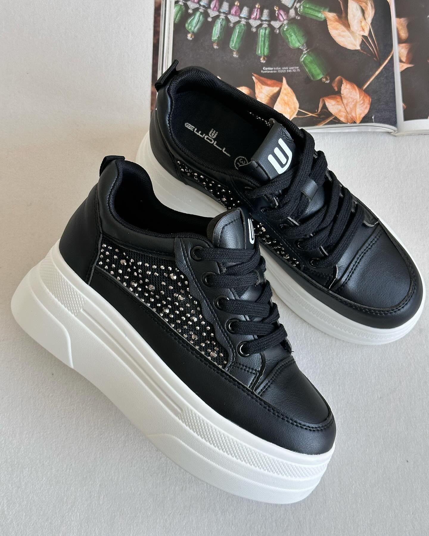 ZUUMSNEAKERFlein İçten Gizli Topuklu Kalın Taban Kadın Sneaker - Siyah