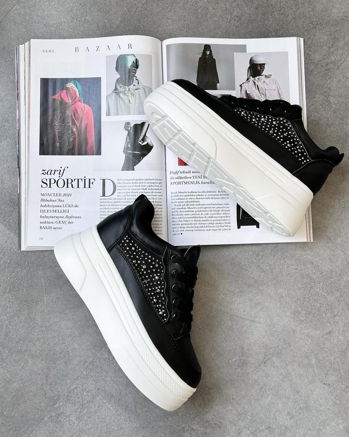 ZUUMSNEAKERFlein İçten Gizli Topuklu Kalın Taban Kadın Sneaker - Siyah