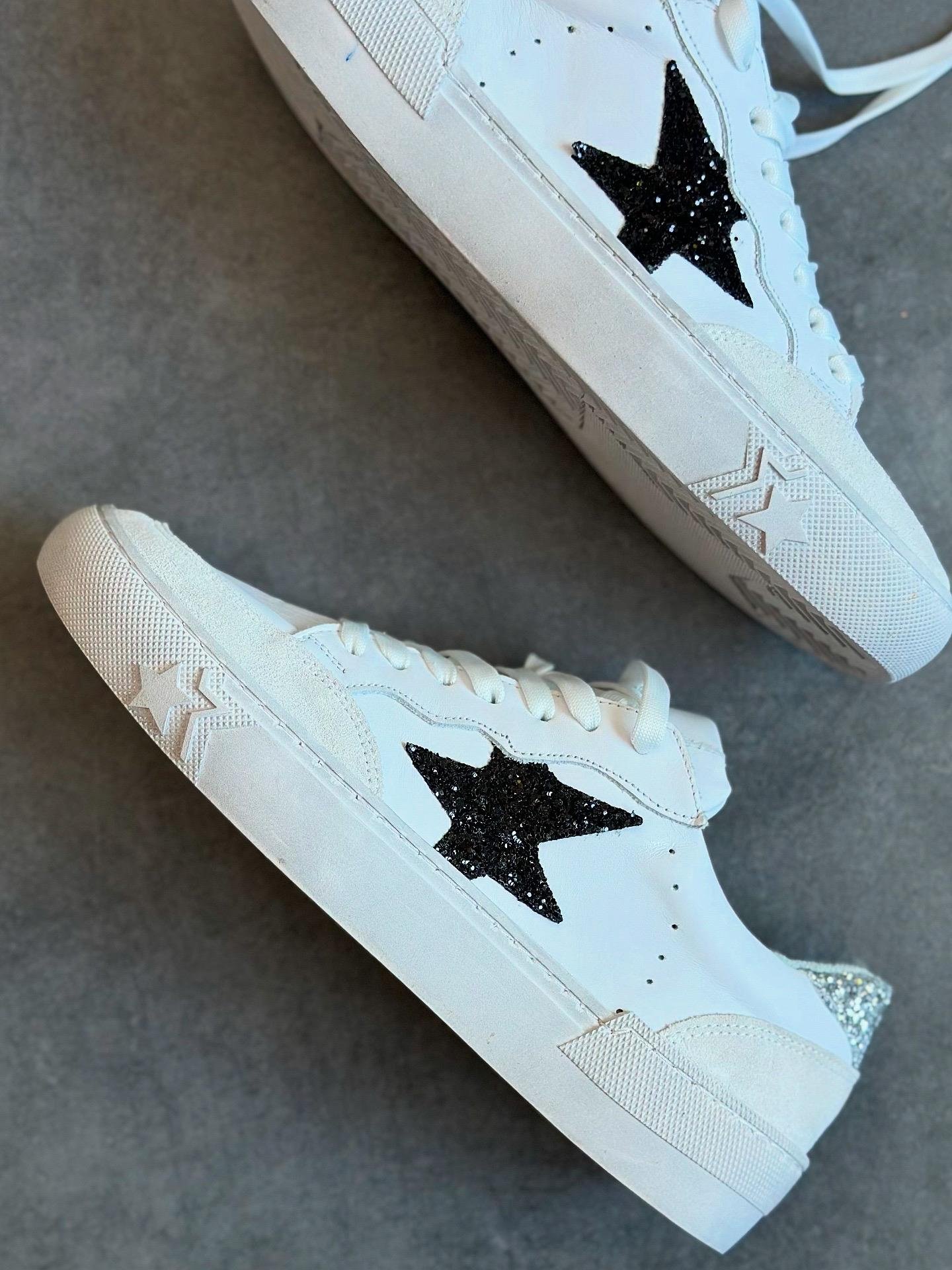 ZUUMSNEAKERGoose % 100 Hakiki Deri Kadın Sneaker - Beyaz Deri & Siyah