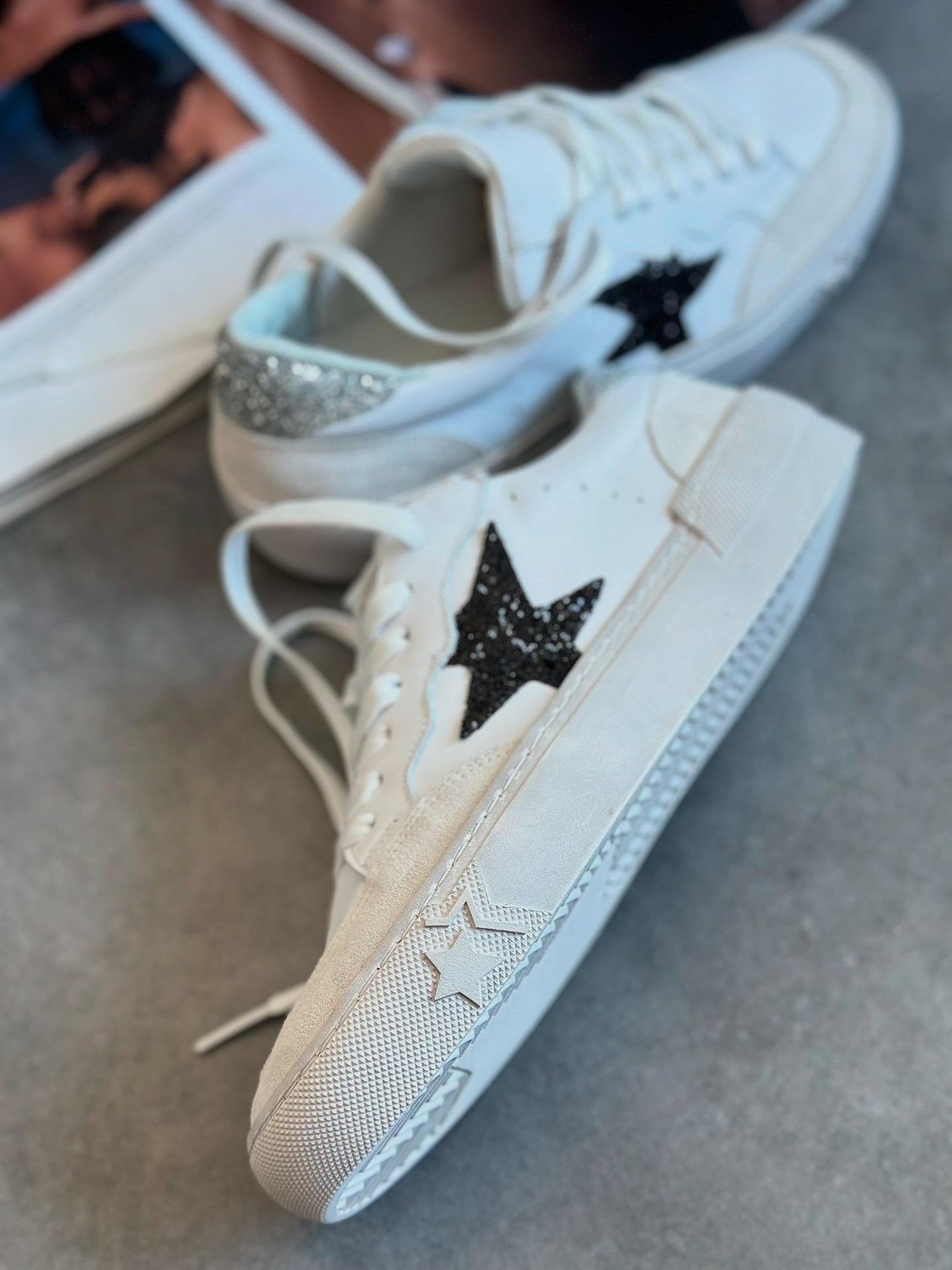 ZUUMSNEAKERGoose % 100 Hakiki Deri Kadın Sneaker - Beyaz Deri & Siyah