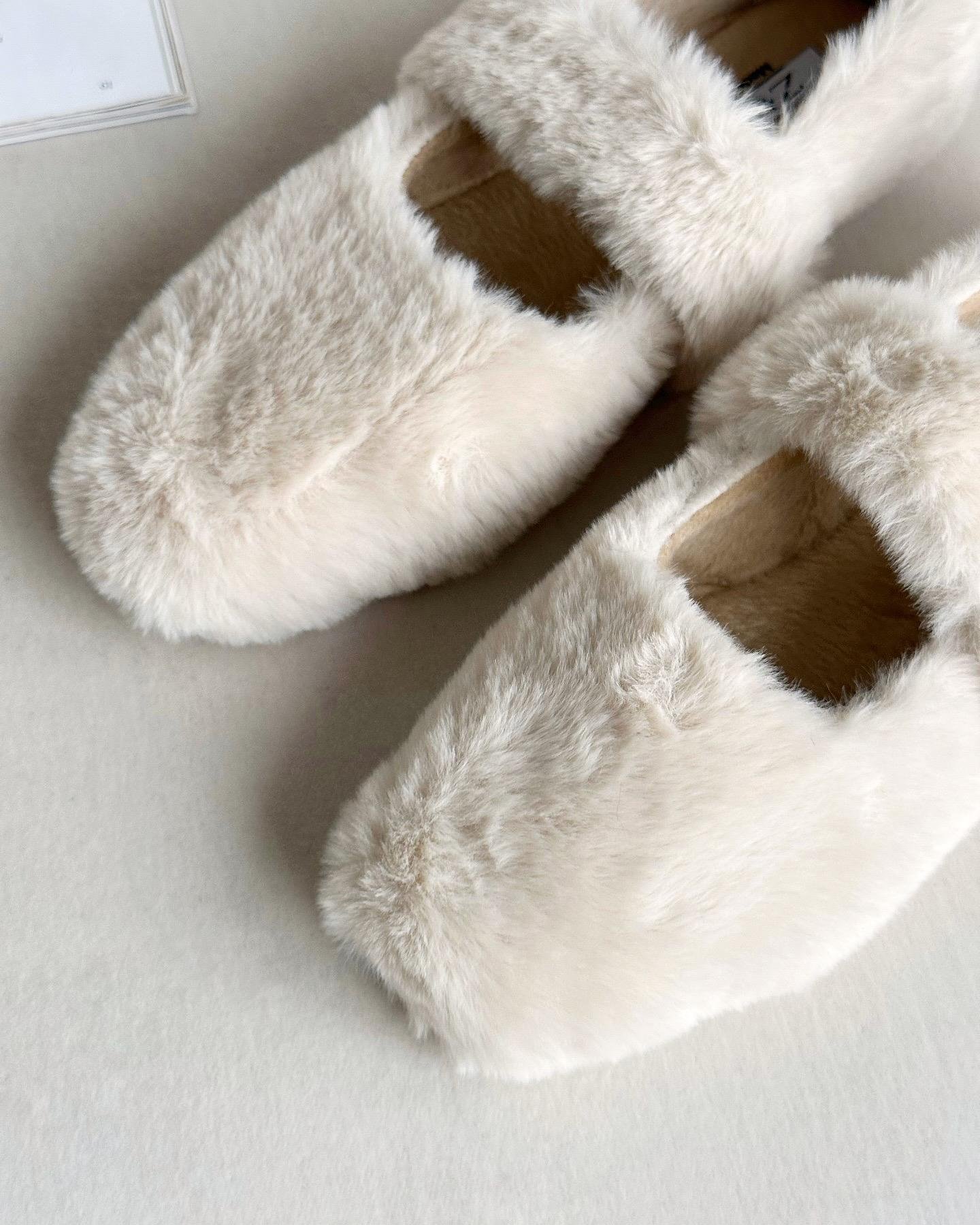 ZUUMBabet & EspadrilHomelife Kadın Peluş Ev Ayakkabısı - Ekru