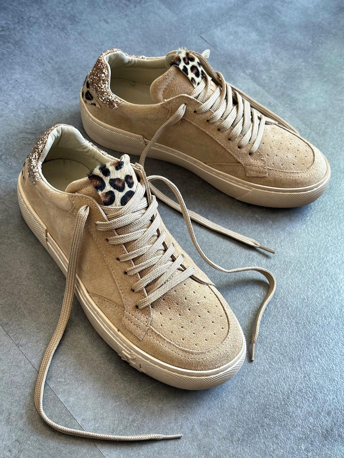 ZUUMSNEAKERIcona % 100 Hakiki Süet Kadın Sneaker - Bej & Leopar