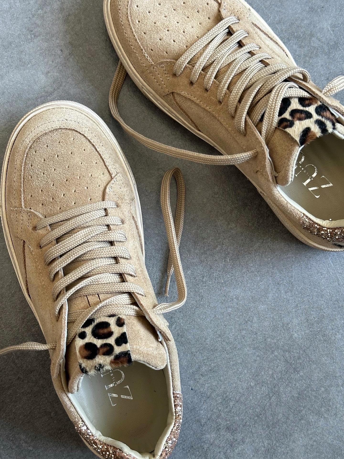 ZUUMSNEAKERIcona % 100 Hakiki Süet Kadın Sneaker - Bej & Leopar