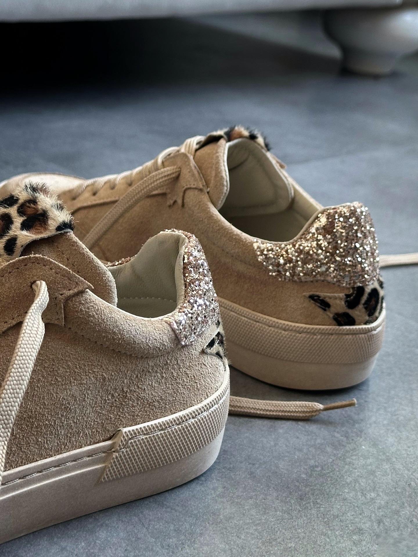 ZUUMSNEAKERIcona % 100 Hakiki Süet Kadın Sneaker - Bej & Leopar