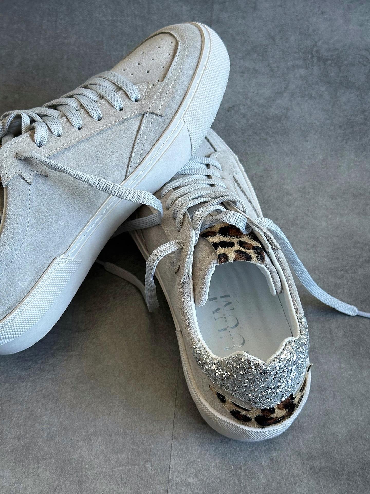 ZUUMSNEAKERIcona % 100 Hakiki Süet Kadın Sneaker - Gri & Leopar