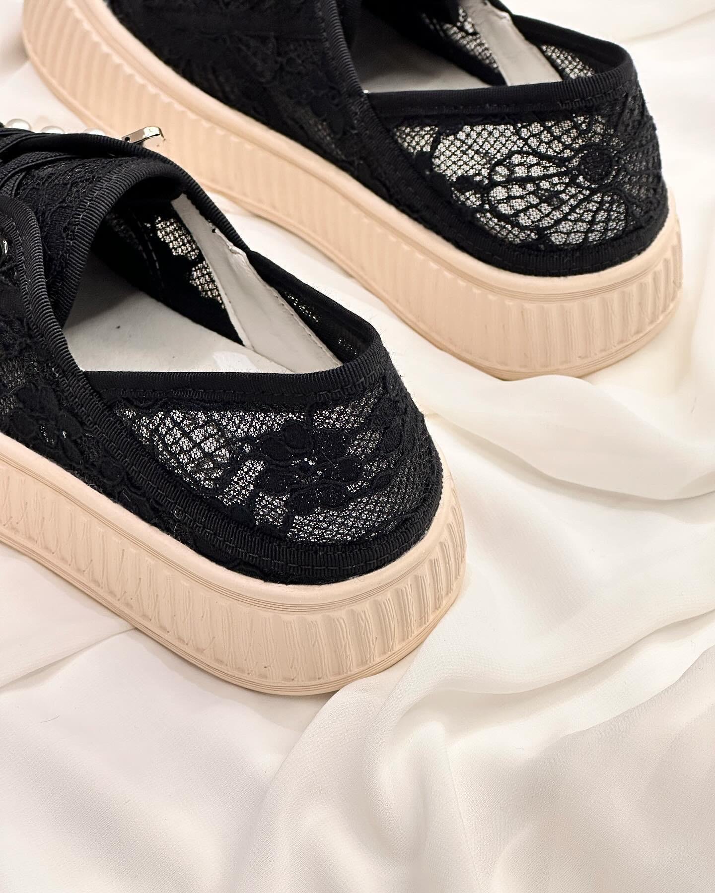ZUUMSNEAKERKeri Kore Stil Dantel Kadın Günlük Ayakkabı - Siyah