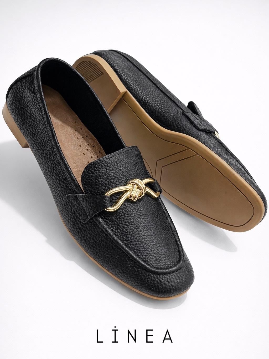 ZUUMMAKOSEN & OXFORDLinea %100 Hakiki Deri Kadın Loafer - Siyah Deri