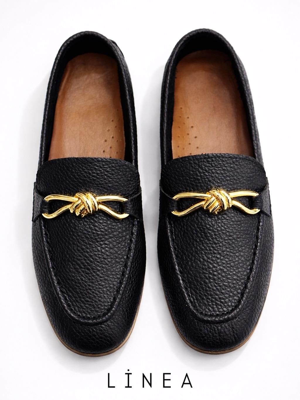ZUUMMAKOSEN & OXFORDLinea %100 Hakiki Deri Kadın Loafer - Siyah Deri