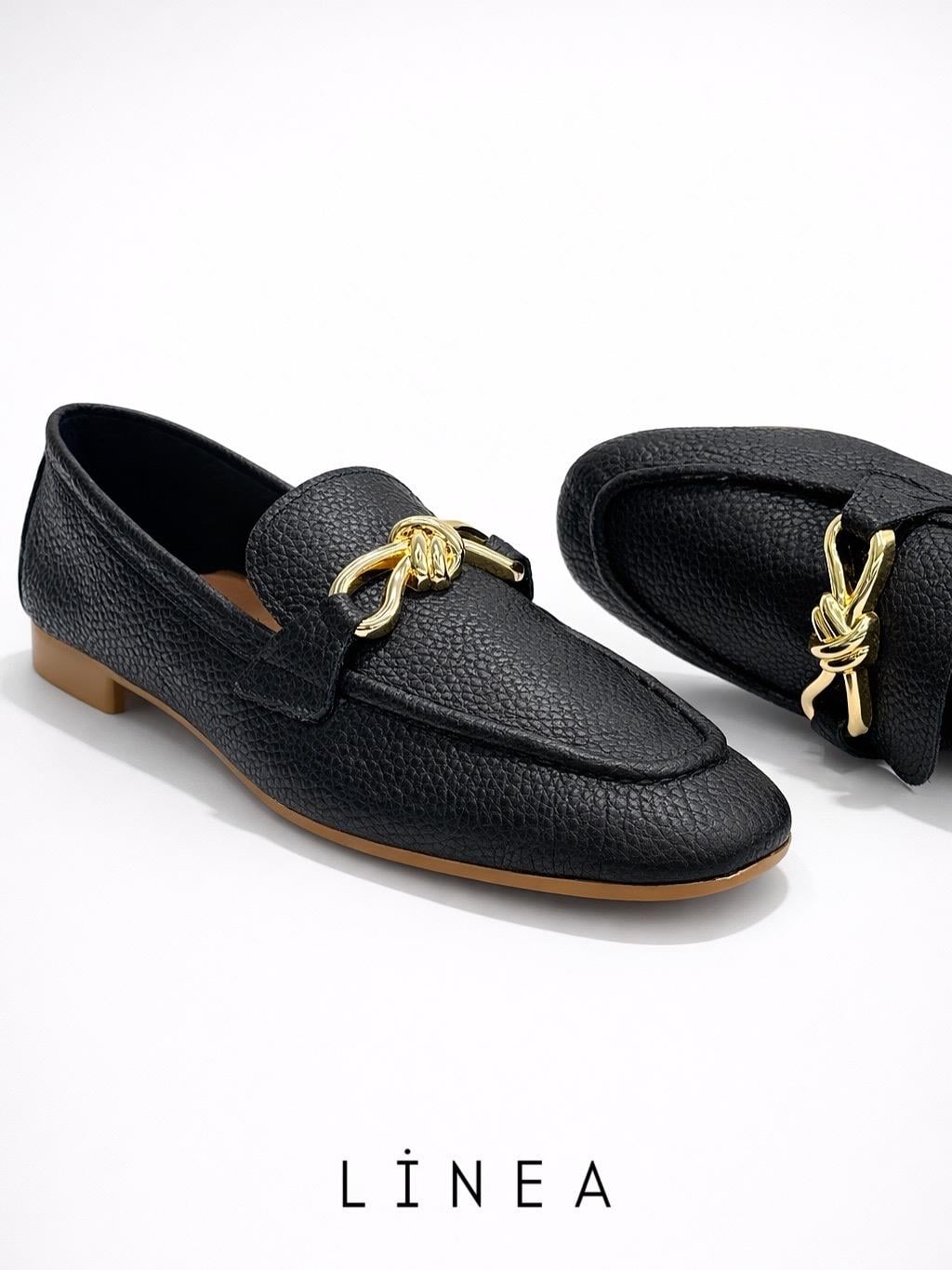 ZUUMMAKOSEN & OXFORDLinea %100 Hakiki Deri Kadın Loafer - Siyah Deri