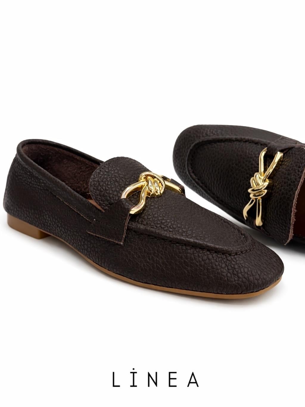 ZUUMMAKOSEN & OXFORDLinea %100 Hakiki Deri Kadın Loafer - Kahve Deri