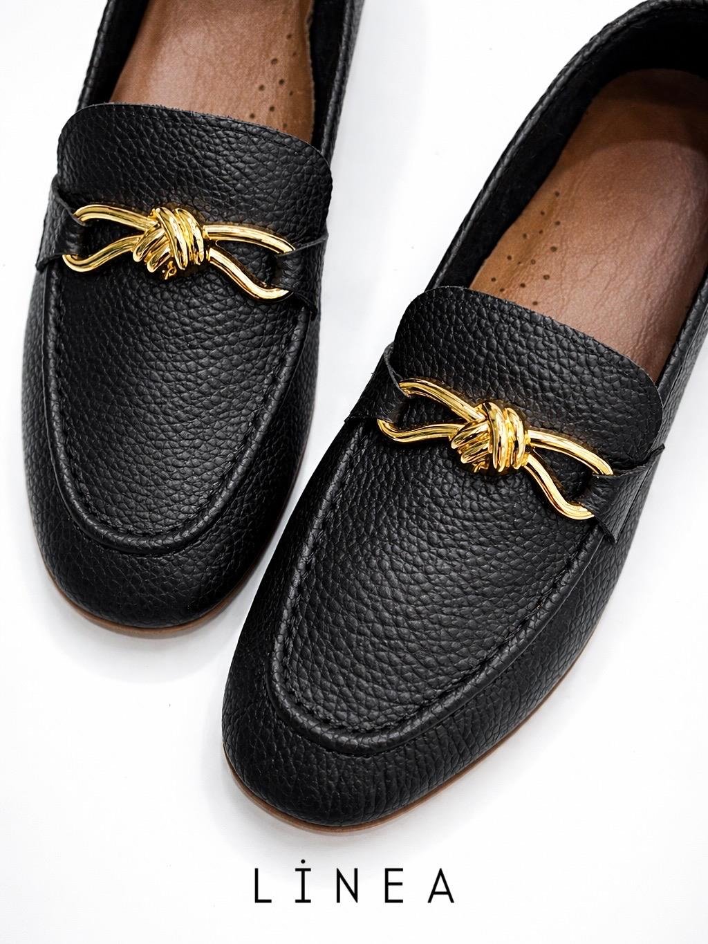 ZUUMMAKOSEN & OXFORDLinea %100 Hakiki Deri Kadın Loafer - Siyah Deri