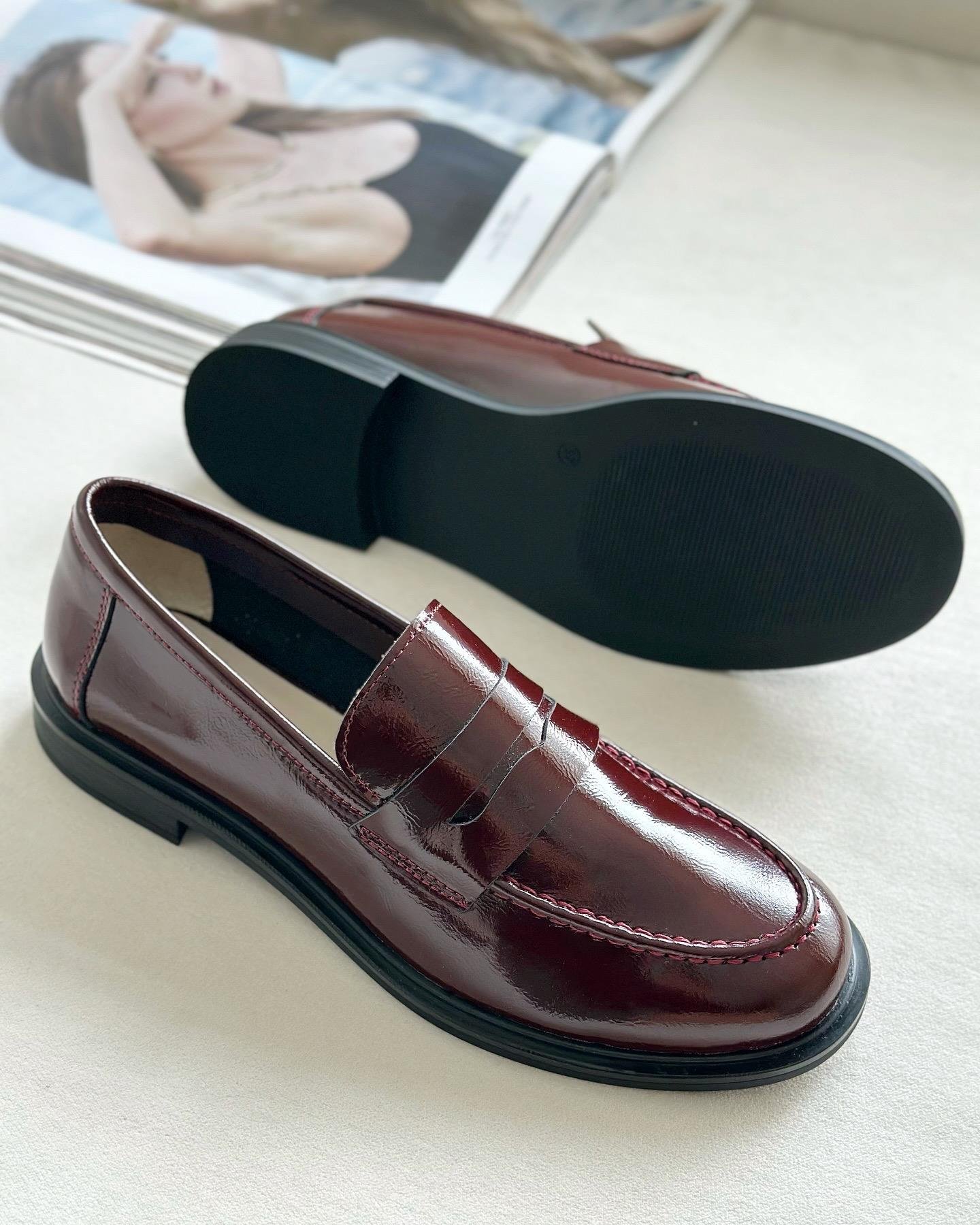 ZUUMMAKOSEN & OXFORDMaris % 100 Hakiki Deri Günlük Kadın Loafer - Bordo Rugan