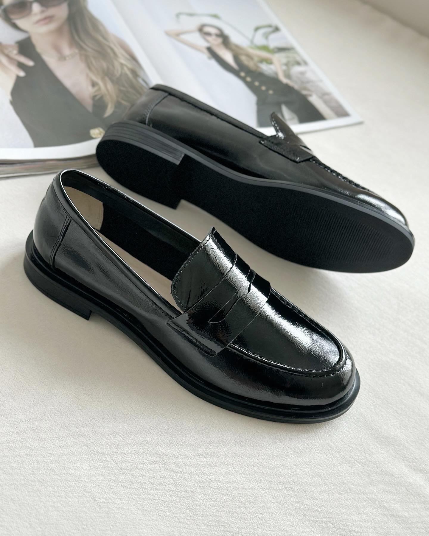 ZUUMMAKOSEN & OXFORDMaris % 100 Hakiki Deri Günlük Kadın Loafer - Siyah Rugan