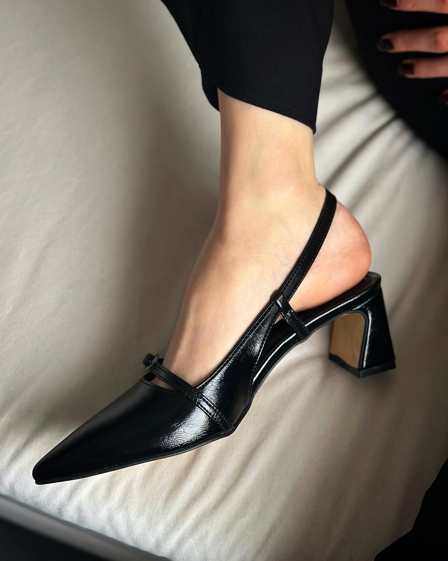 ZUUMKalın & İnce TopukluMilena Arkası Açık Kalın Topuklu Kadın Ayakkabı - Siyah Rustik