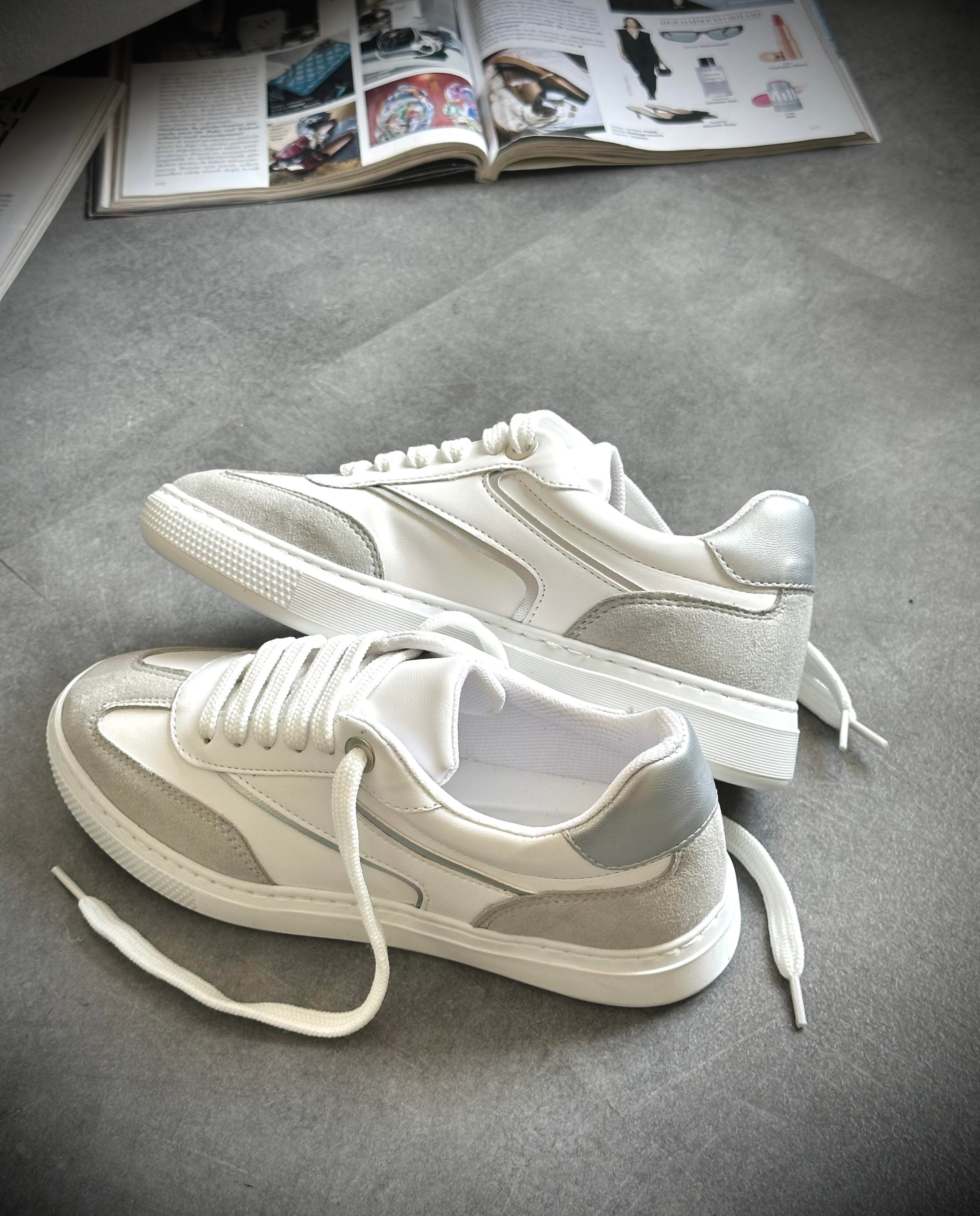 ZUUMSNEAKERNunez Basic Casuel Kadın Ayakkabı - Beyaz & Taş Gri