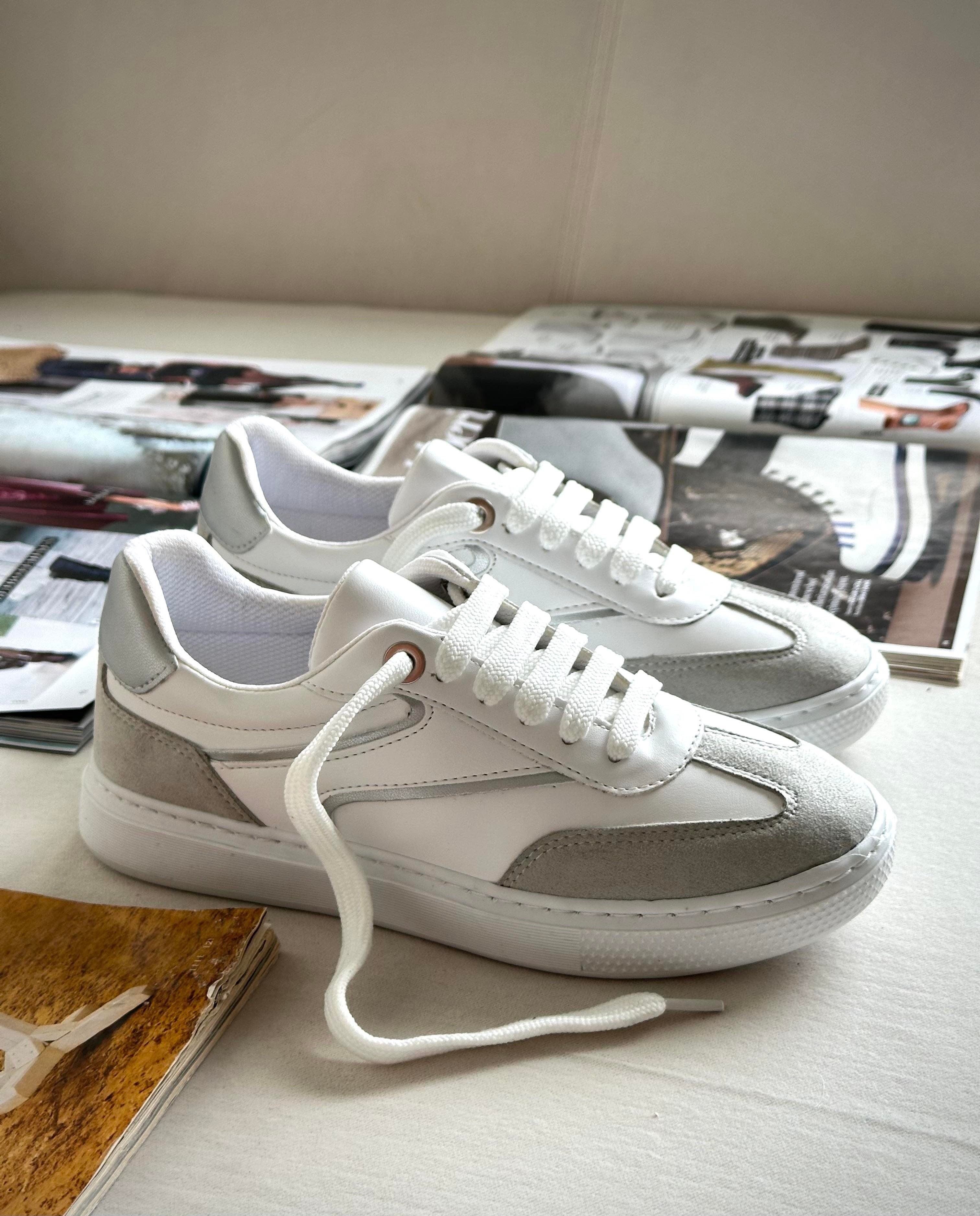 ZUUMSNEAKERNunez Basic Casuel Kadın Ayakkabı - Beyaz & Taş Gri