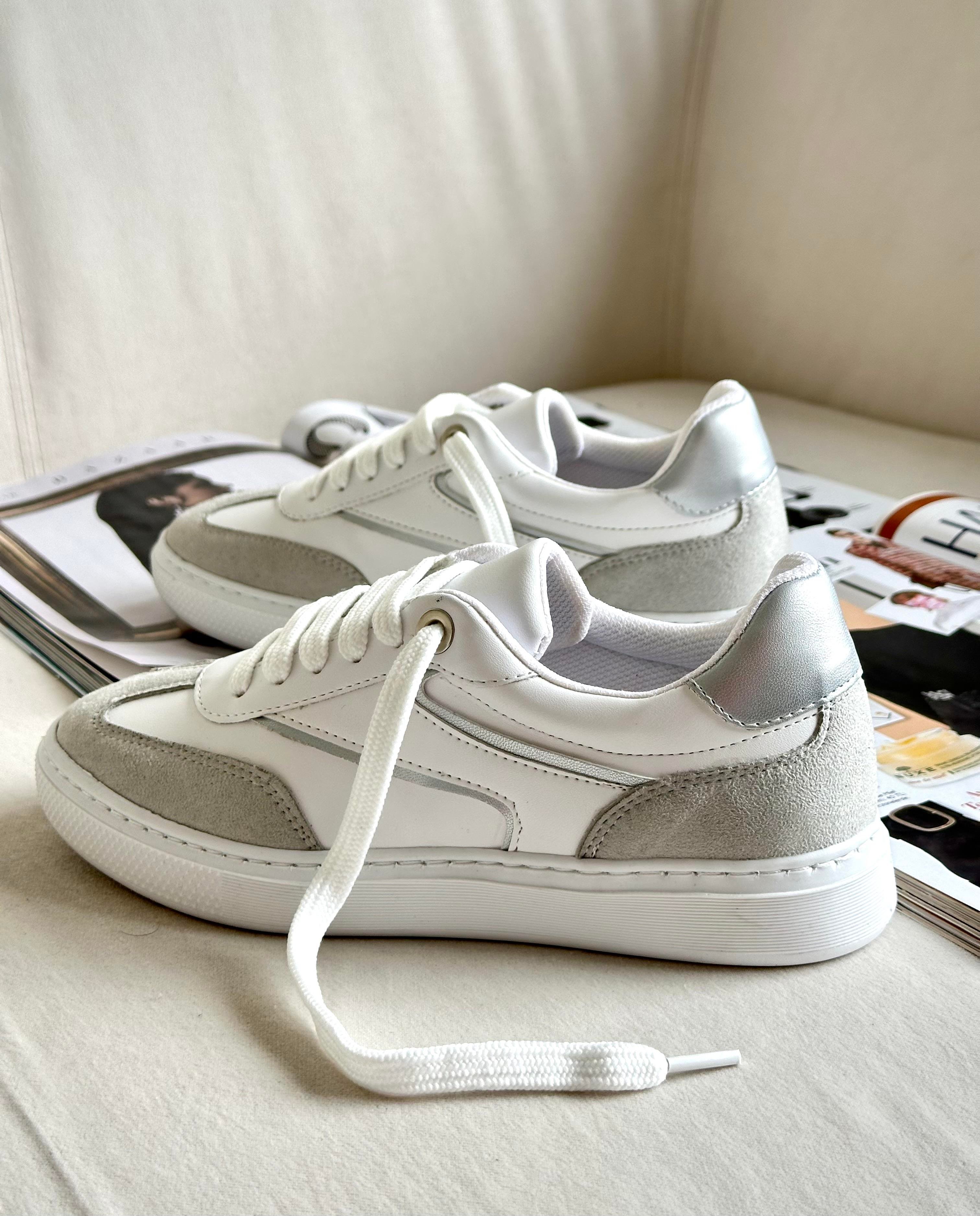 ZUUMSNEAKERNunez Basic Casuel Kadın Ayakkabı - Beyaz & Taş Gri