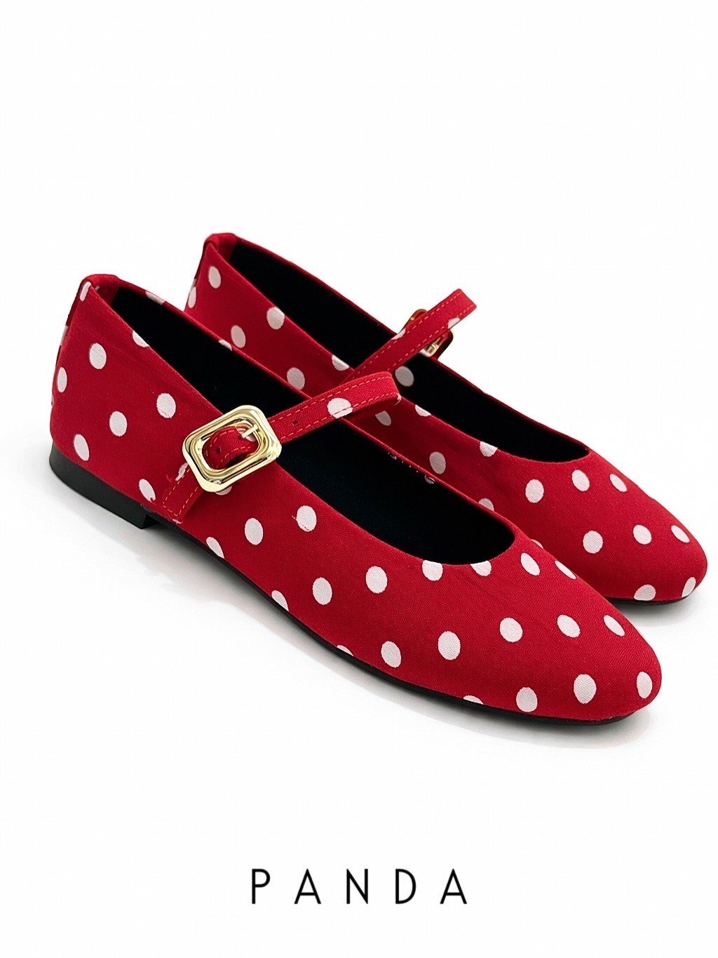 ZUUMBABET & LOAFERPanda Puantiyeli Mary Jane Style - Kırmızı