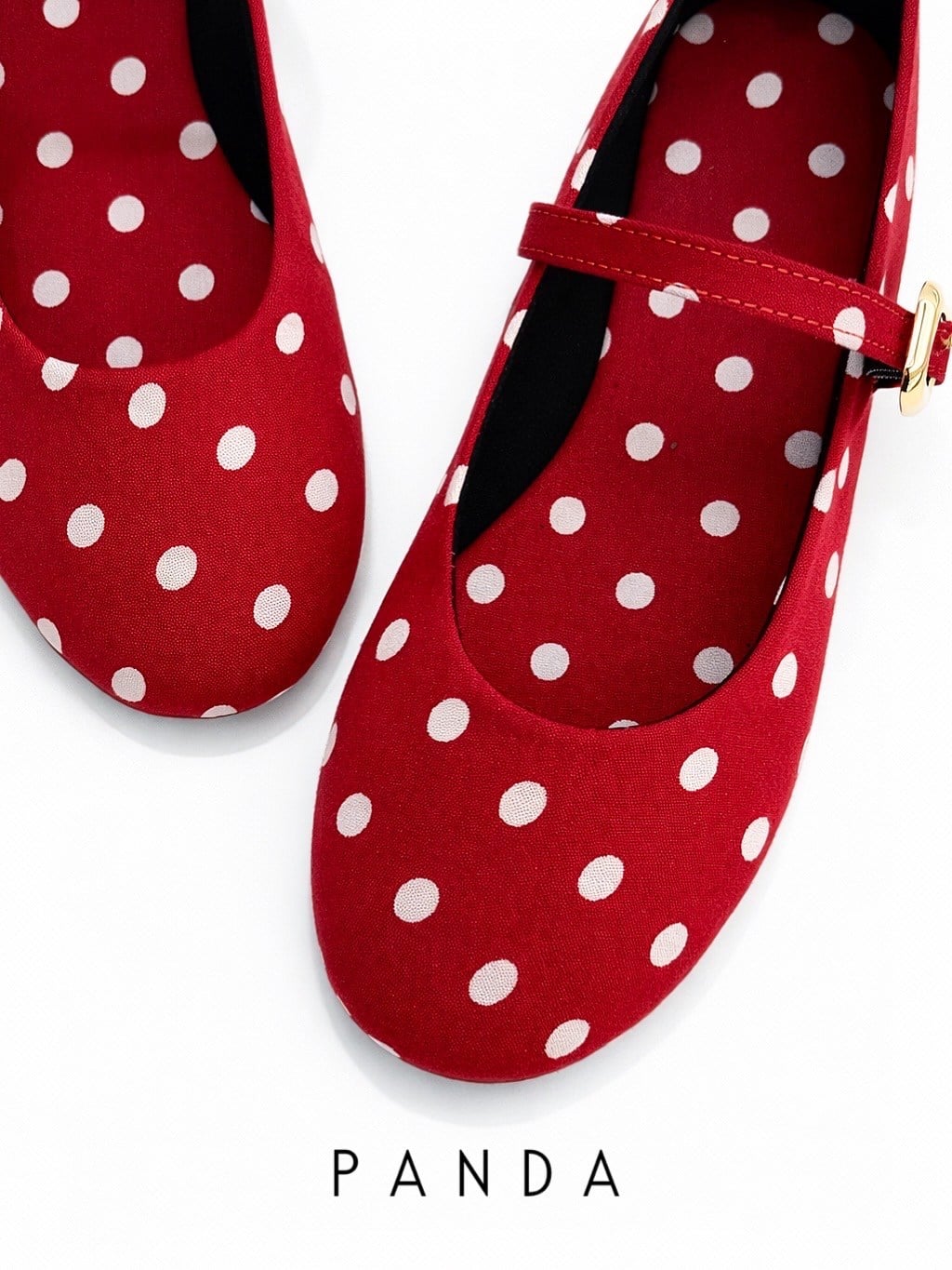 ZUUMBABET & LOAFERPanda Puantiyeli Mary Jane Style - Kırmızı