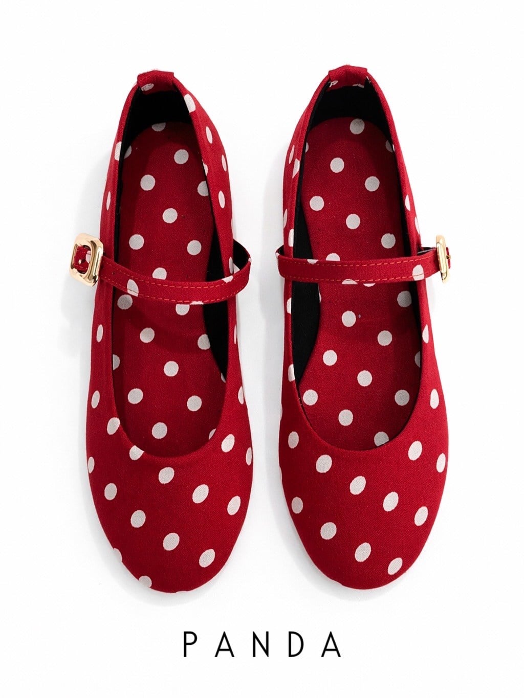 ZUUMBABET & LOAFERPanda Puantiyeli Mary Jane Style - Kırmızı
